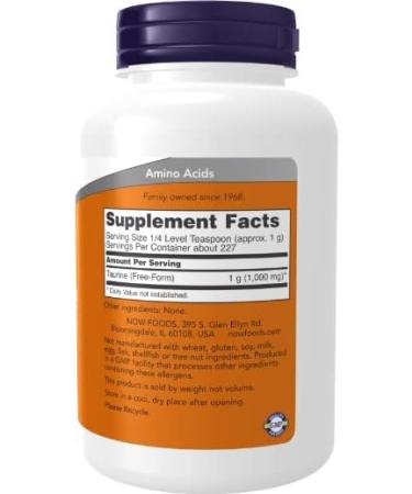 Now Foods Taurine 8oz Vegan Amino Acid Powder - Buy Online on SooperMarket.com