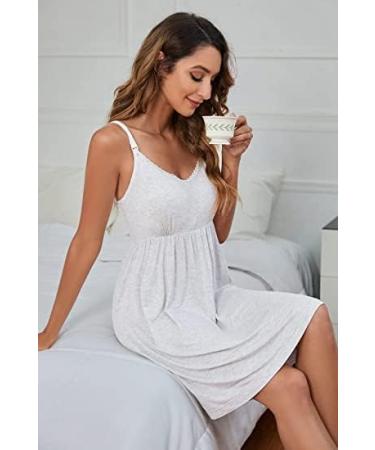 Sosolism Women's Nursing Nightdress - Off-White XL | Padded Lace Trim Breastfeeding Dress - Buy Online on SooperMarket.com