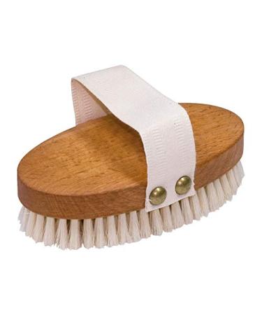 Redecker Natural Pig Bristle Massage Brush with Steamed Beechwood Handle and Cotton Belt  5-3/8-Inches