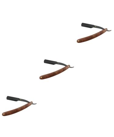 Angoily 3pcs Razor Shaving Razor Made of Metal Safe Razor Man Wooden Manual