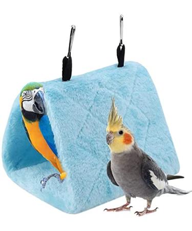 Peony Parrot Hammock Bird Nest Warm Soft Plush Hammock Hanging Cage Tent for Birds Parrot Winter Warm Bed Pet Toy Pouch Cotton Bed S Blue
