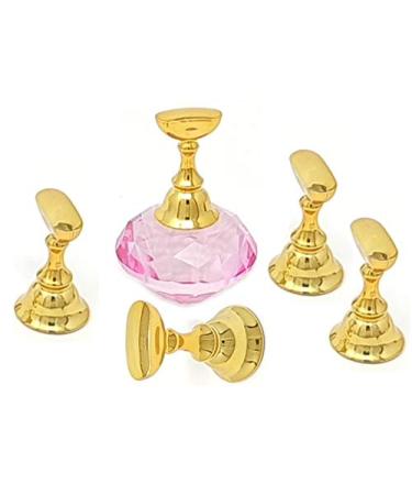 Kiara World Magnetic Nail Art Tips Stand Crystal Base Alloy Holders Manicure Set Practice Holder Salon Tool DIY (Pink)
