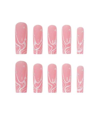 Foccna Square Pearl Pink Press on Nails - 24 pcs Long Acrylic False Nails for Women and Girls - Buy Online on SooperMarket.com