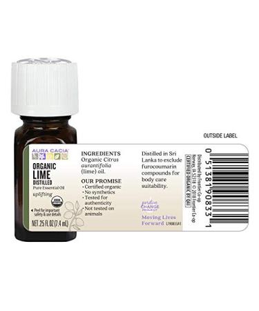 Aura Cacia Organic Lime Essential Oil 0.25 fl. oz | Pure Distilled Citrus Oil - Buy Online on SooperMarket.com