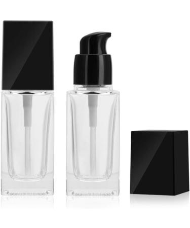 minkissy 3pcs Empty Glass Pump Bottles Square Cosmetic Bottles Refillable Makeup Dispensers for Foundation Lotion Cream 30ml (Black Cap) - Buy Online on SooperMarket.com
