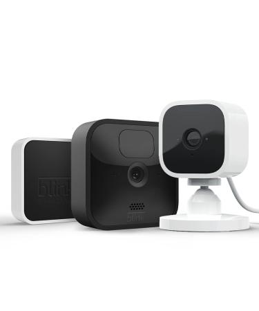 Blink Outdoor weather-resistant HD monitoring camera 1 camera + blink mini smart plug-in monitoring camera for inside 1 camera |Works with Alexa System with 1 camera + mini camera