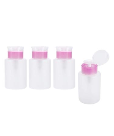 ConStore 4 Packs Push Down Dispenser Bottle 150ml(5oz) Empty Plastic Pump Dispenser Bottle For Nail Polish Remover Makeup Remover And Alcohol