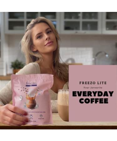 Freezochino Lite Iced Coffee Frappe Latte - No Sugar Added 155 Cal - 1 Lb Bag - Makes 8-10 Servings - Instant Coffee Drink Mix for Blended Frappes - Serve Cold - Buy Online on SooperMarket.com