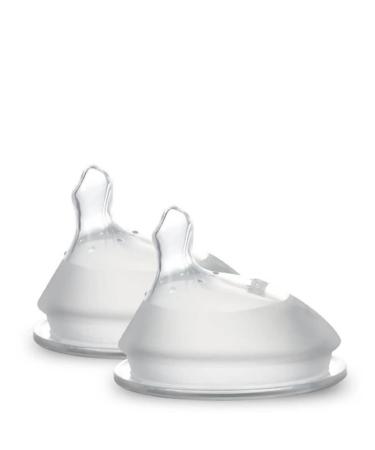 haakaa Gen.3 Silicone Orthodontic Bottle Nipple - Anti-Colic Teat Attachment Compatible with Baby Bottles (Glass/Silicone)-Variable Flow - 2 pcs. L-6M+ Clear