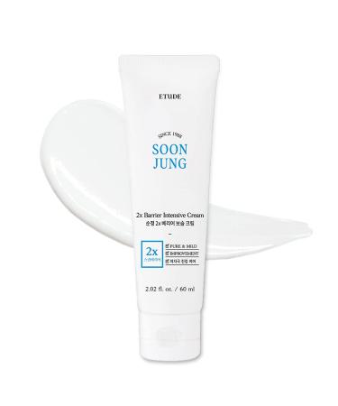 ETUDE SoonJung 2x Barrier Intensive Cream 60ml (21AD) | Hypoallergenic Shea Butter Hydrating Facial Cream for Sensitive Skin, Water-oil Balance Panthenol Heals Damaged Skin | K-beauty new version