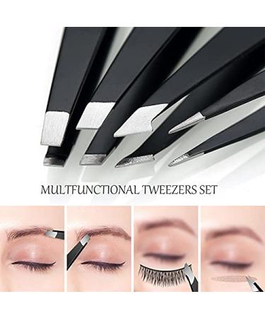 Holesto 8-Piece Eyebrow Tweezers Set - Precision Plucking Tools with Eyebrow Pencil Brush Scissors & Case - Perfect for Flawless Brows - Buy Online on SooperMarket.com