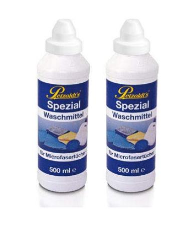 Petzoldt's 2 x 500 ml special detergent for microfibre polishing cloths used for vehicle care microfibre detergent