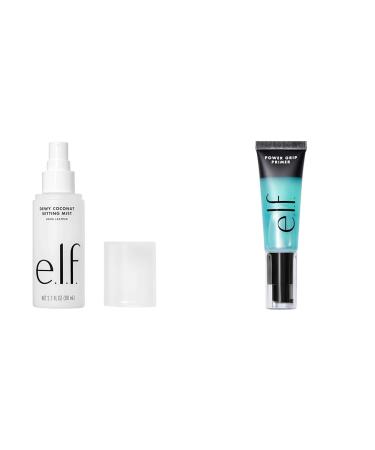 e.l.f. Dewy Coconut Setting Mist Makeup Setting Spray Hydrates & Conditions Skin 2.7 Fl Oz (80mL) & Cosmetics Power Grip Primer Gel-Based & Hydrating Face Primer Spray + Cosmetics Power Grip Primer
