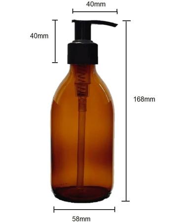 Avalon Amber Glass Bottles 250ml 8oz Soap Dispenser with Black Pumps (BPA-Free) Lotion Pump/Soap Dispensers Reusable Refillable Eco Friendly Sustainable Living/Gift - Pack of 2 - Buy Online on SooperMarket.com