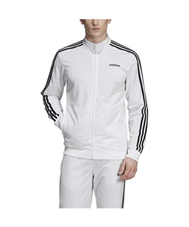 adidas Men's Essentials 3-Stripes Tricot Track Jacket Small White