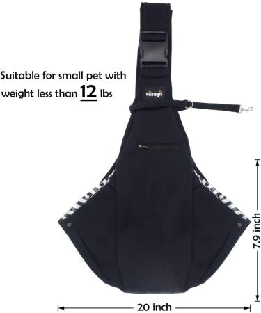 Natuya Small Dog & Cat Sling Carrier Bag - Adjustable Strap, Hands-Free Design with Safety Belt & Front Zipper Pocket - Perfect for Outdoor Travel - Black Cotton Style - Buy Online on SooperMarket.com