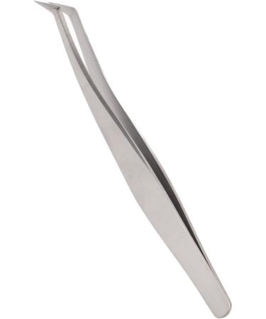 Eyelash Extension Tweezers - Silver Stainless Steel Slanted Manicure Tweezers for Precision Application - Buy Online on SooperMarket.com
