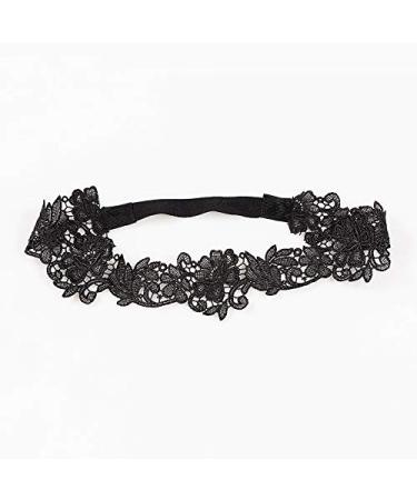 Black Lace Headband Set for Girls with Hollow Lace Embroidery and Flower Detail - BBG14 (2 Pcs-D) - Buy Online on SooperMarket.com