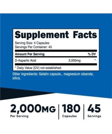 Abseits D-Aspartic Acid (DAA) Capsules - 2000mg Per Serving - 180 Capsules - Buy Online on SooperMarket.com