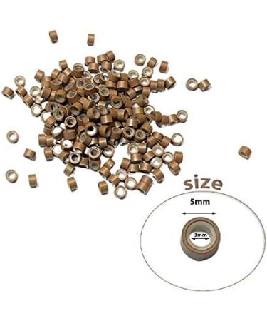 Kiara World 100 Light Brown Silicone Lined Micro Rings Beads 5mm for Pre Bonded I Tip Human Hair Extensions Feather Extensions - Buy Online on SooperMarket.com