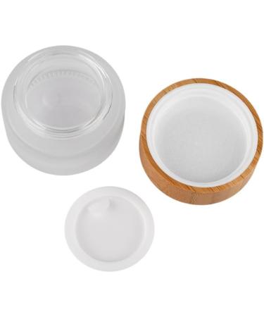 1PC 100ml/3.5oz Empty Frosted Glass Cream Jar with Wood Grain Lid Refillable Travel Makeup Cosmetic Face Lotion Cream Emulsion Container Bottle Storage Pot with Inner Linner - Buy Online on SooperMarket.com