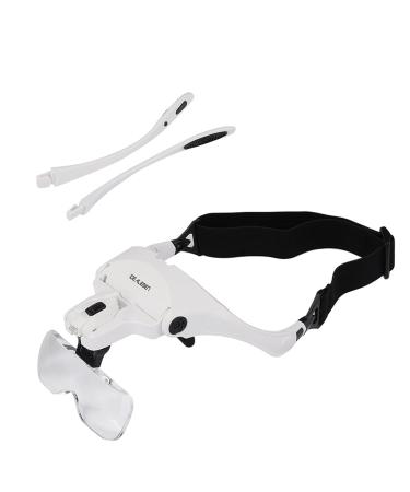BUYGOO Magnifying Glasses with Light Head Mount Magnifier Lunette Loupe Avec Lumiere 2 LED Magnifying Glasses Headset Additional Headstrap for Close Work Jewelry Work Watch Repair Reading Aid