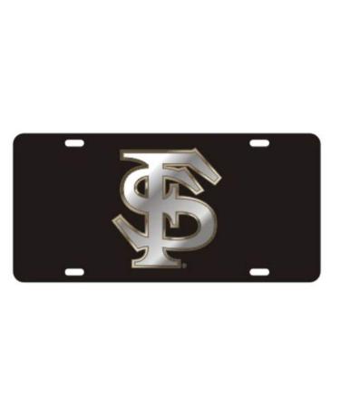 Craftique Florida State Seminoles Laser Cut Inlaid Mirrored Silver FS Black Plate
