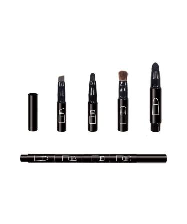 4 In 1 Exquisite Multi-function Makeup Brushes Funny Combination Design - Blush Brush Eyeshadow Brush Angled Brow Brush Blending Brush For Women and Girls (Black)