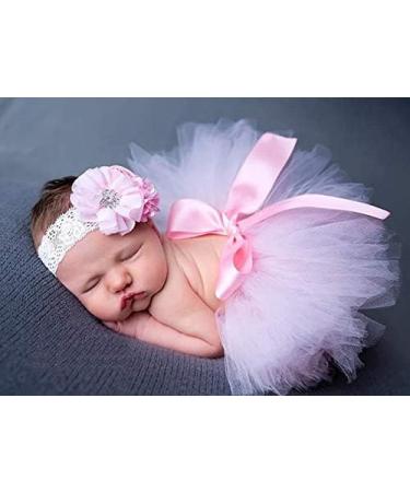 Matissa Newborn Baby Tutu Skirt & Headdress Flower Set - Light Pink - Buy Online on SooperMarket.com