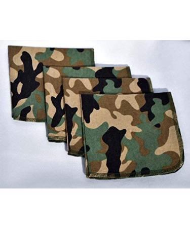1 Ply 12x12 Inches Set of 4 Printed Flannel Paperless Towels Camouflage