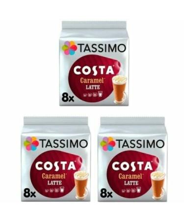 Tassimo Compatible Costa Latte Caramel Coffee Pods 16 discs - (Pack of 3 Total 48 discs 24 Drinks)