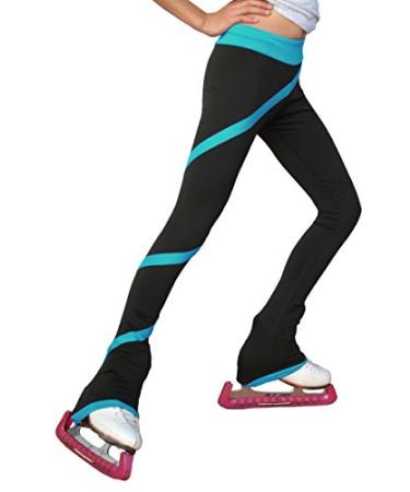 ChloeNoel P636F Spiral Light Weight Fleece Figure Skating Pants 10-12 Turquoise