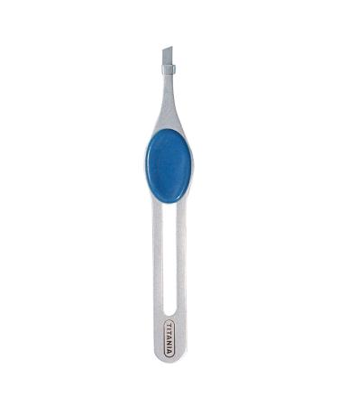 TITANIA tweezers 9 cm with blue handle and slanted tip stainless steel rustproof on blister card 1 pack (1 x 18 g)