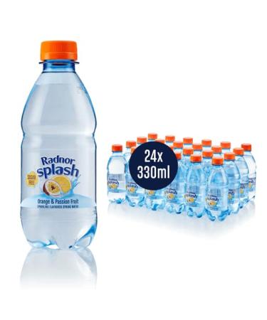 Radnor Splash Sparkling Orange And Passionfruit 24 x 330ml SUGAR FREE Flavoured Water multipack Orange and Passionfruit 330 ml (Pack of 1)