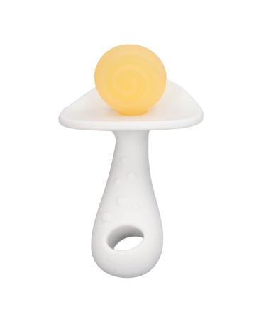 Newborn Teething Toy Baby Teether Stick Large Silicone Textured Handle Easy Cleaning for 6 to 12 Months (Yellow White) White Yellow