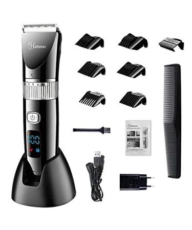 HATTEKER Pro Cordless Mens Hair Clippers Rechargeable Hair Trimmer Electric Beard Trimmer for Men Waterproof Haircut Kit USB Rechargeable