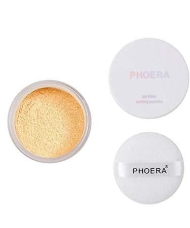 AQUAPURITY - PHOERA Loose Makeup Setting Matte Face Powder + Puff Long Lasting Lightweight Foundation Make Up Fixer Beauty Blender Highlighter Palette Flash Photography (103 - Banana)