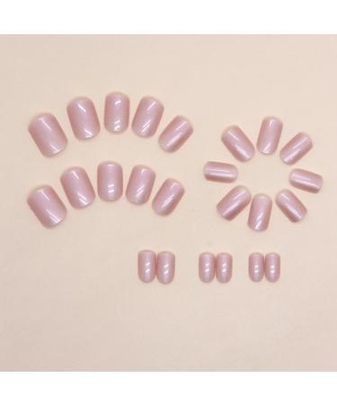 Mouyouglow Press On Nails - Rosa Glaze Short Square Pink Fake Nails with Glue | Durable Artificial Fingernails T14 - Buy Online on SooperMarket.com