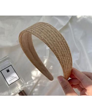 Brown Woven Straw Headband for Women - Wide Braid Boho Hairband for Beach Holiday - Buy Online on SooperMarket.com