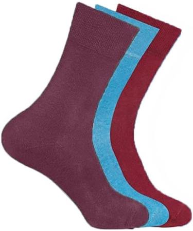 COSHAL 3 Pairs Womens Diabetic Socks wide Honey Comb top soft cuff Ankle Medium-Elastic Grip Soft Toe cosy feel for sensitive feet Legs Non-Binding Circulatory Socks SIZE (4-7) One Size Assorted Colours (3 Pairs)