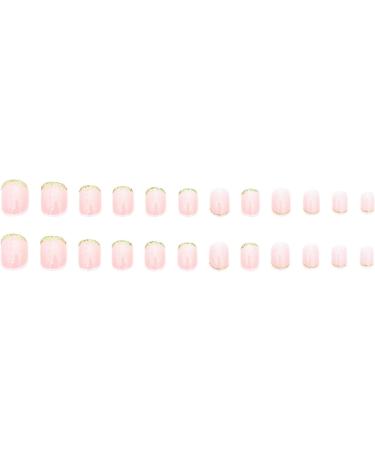 Justotry 24 Pcs Gold Glitter Square Short False Nails - White French Press On Nails with Nail Glue - Medium Squoval Nails for Women - Nail Art White & Gold - Buy Online on SooperMarket.com