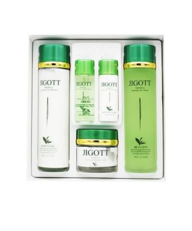 Well-Being Green Tea Skin Care 3 Set - Toner 150ml Emulsion 150ml Cream 50ml Toner Sample 30ml Emulsion 30ml (Green Tea)