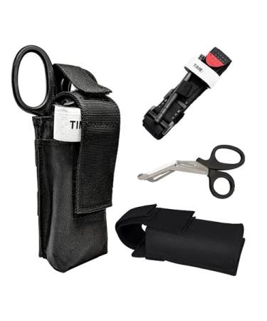 Feloyal Tourniquet & Tactical Beutel & Emt Tactical Medical Scissors Accessories Hunting and hiking emergency set for serious emergencies outdoors and blood loss control hiking Tourniquet + Beutel + Scissors