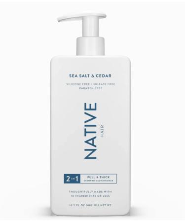 Sea Salt & Cedar 2-in-1 Shampoo and Conditioner Full & Thick |Sulfate Free Paraben Free Dye Free with Naturally Derived Clean Ingredients| 16.5 oz 16.5 Fl Oz (Pack of 1)