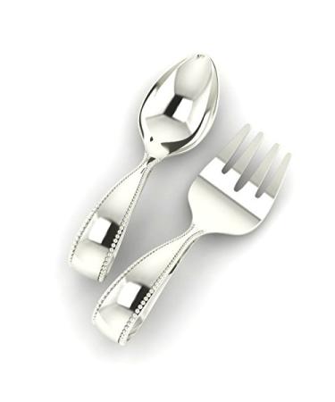 MiZa Sterling Silver Beaded Loop Spoon Fork Set