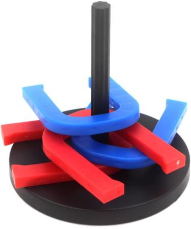 DDJSport Horseshoes & Ring Toss Set - Outdoor/Indoor Sports Game with 4 Throwing Rings, 4 Horseshoes, 1 Stakes, 1 Rubber Mat - Lawn & Camping Fun - Buy Online on SooperMarket.com