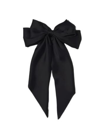 JSGHGDF Bow-Hair Clip Women Large knot Stain Hairpin Barrettes Girls Solid Color Clip Hair Accessory Headwear Gift Black
