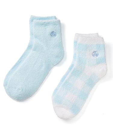 Earth Therapeutics Aloe Vera Socks  Infused with natural aloe vera & Vitamin E  Helps Dry Feet, Cracked Heels, Calluses, Rough Skin, Dead Skin - Use with your Favorite Lotions for Spa Pedicure - Blue Plaid