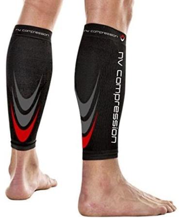 NV compression 365 Footless compression stockings - Wade support compression compression compression calf sleeves - for sports running cycling triathlon crossfit gym tennis black l
