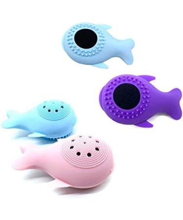 ISTOVO Silicone Face Cleansing Brush Facial Cleanser Whale Shape Facial Cleanser Exfoliator Face Scrub Washing Brush Light Blue - Buy Online on SooperMarket.com